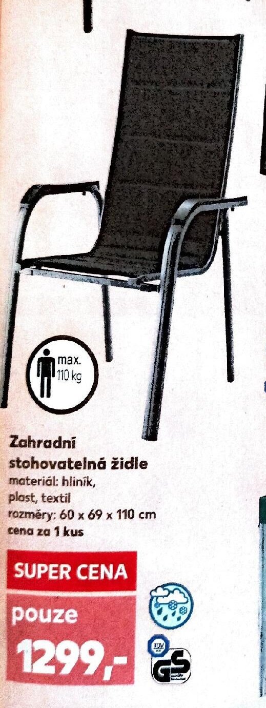 Zahradní stohovatelná židle