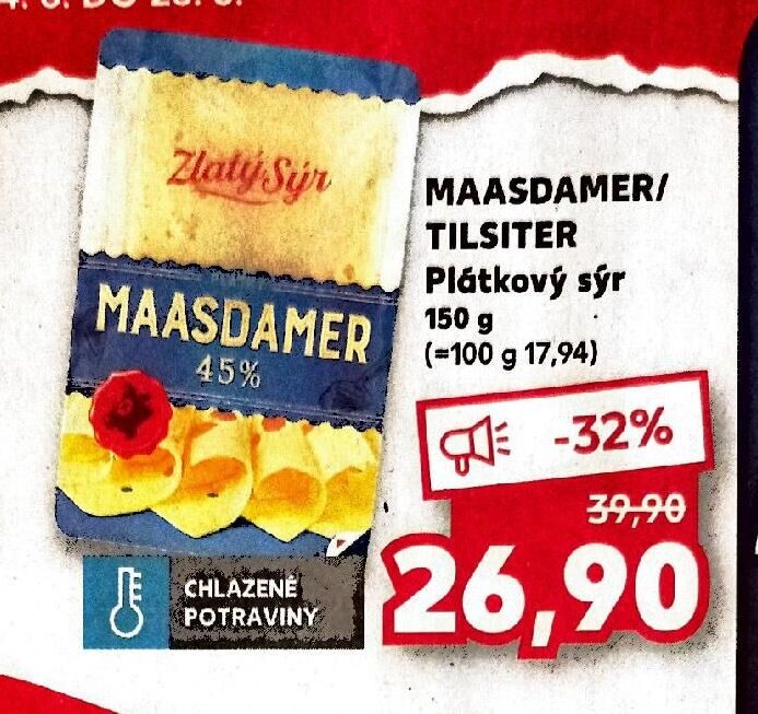 MAASDAMER/TILSITER Plátkový sýr 150 g