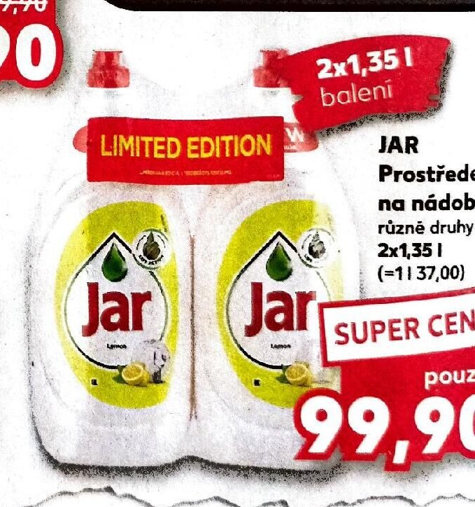 JAR Prostředek na nádobí různé druhy 2x1,35 l