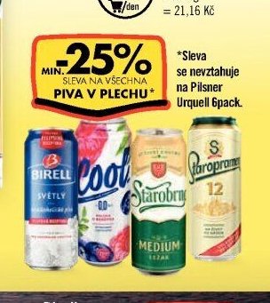 Piva v plechu (Birell, Cool, Starobrno, Staropramen)