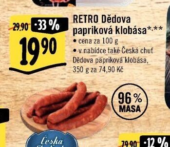 RETRO Dědova papriková klobása