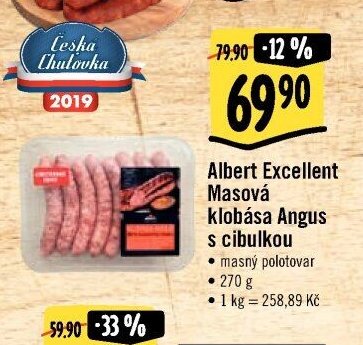 Albert Excellent Masová klobása Angus s cibulkou