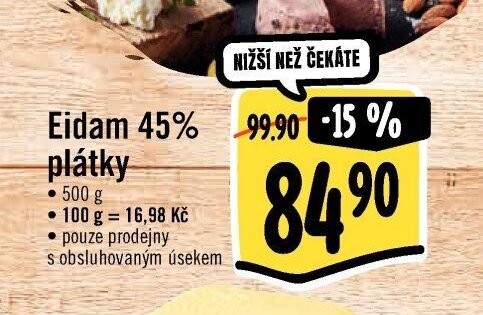Eidam 45% plátky