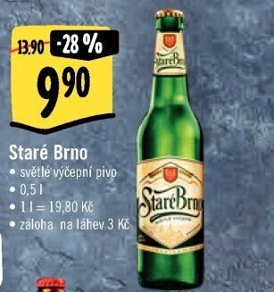 Pivo světlé výčepní 10° Staré Brno Starobrno