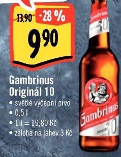 Pivo světlé výčepní Originál 10° Gambrinus