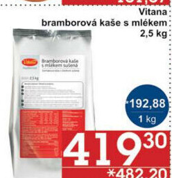 Bramborová kaše s mlékem v prášku Vitana