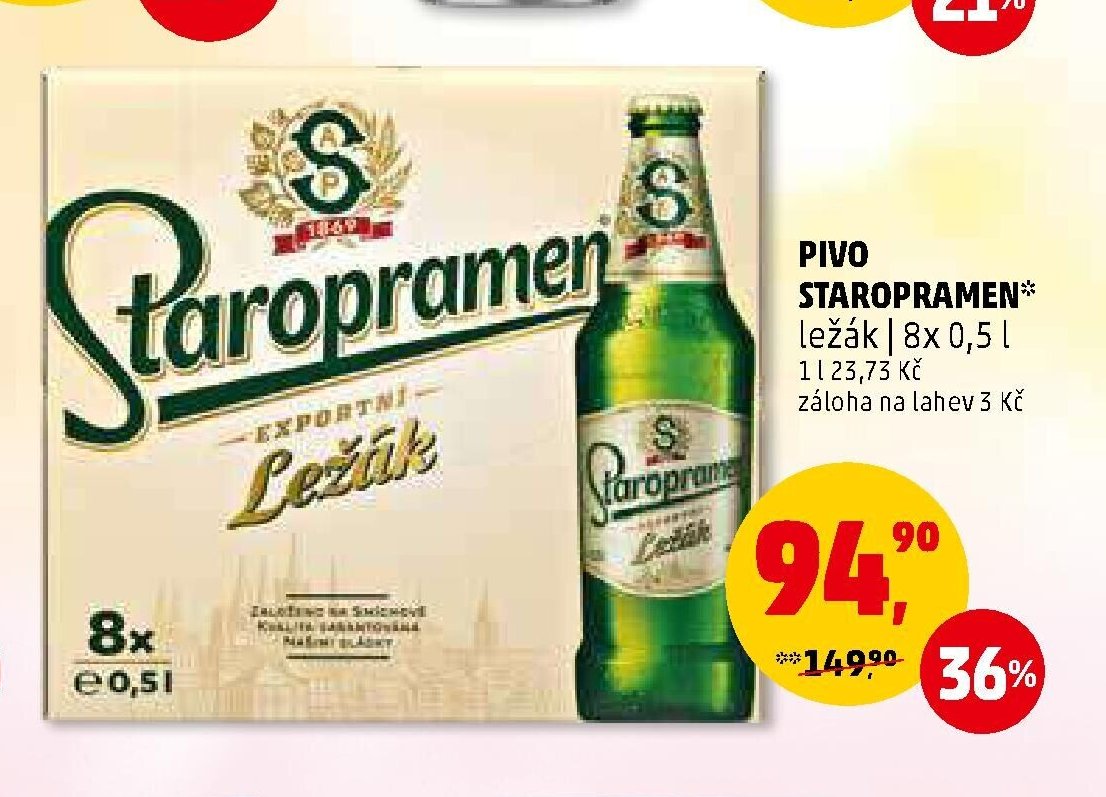 PIVO STAROPRAMEN ležák | 8x 0,5 l