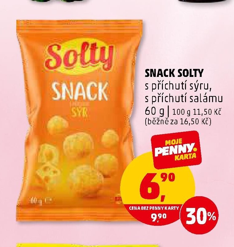 SNACK SOLTY s příchutí sýru, s příchutí salámu