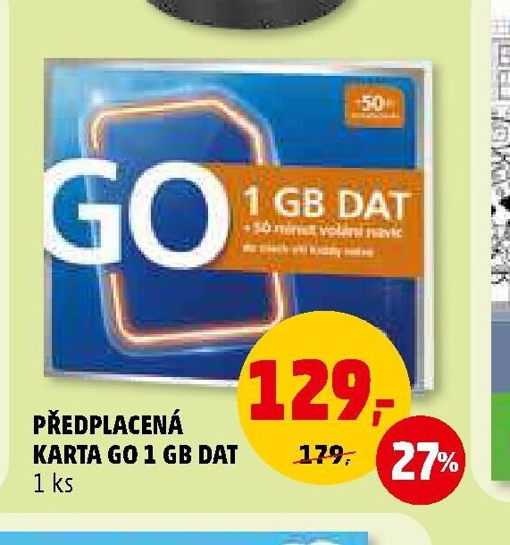 PŘEDPLACENÁ KARTA GO 1 GB DAT