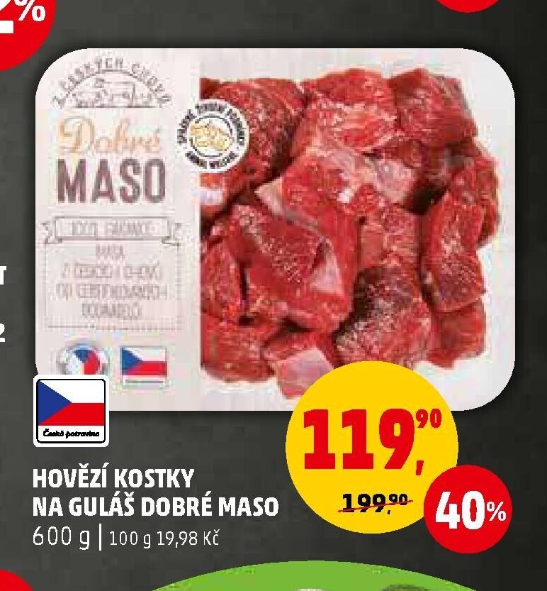 HOVĚZÍ KOSTKY NA GULÁŠ DOBRÉ MASO