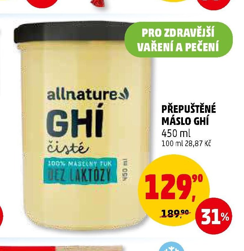 Přepuštěné máslo Ghí Allnature
