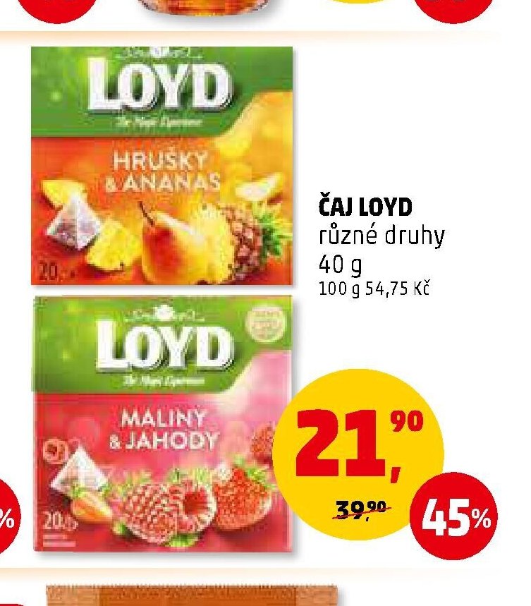 Čaj Loyd různé druhy