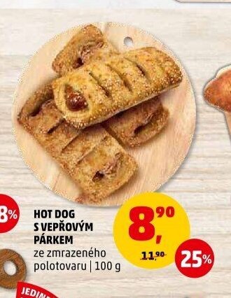 Hot dog s vepřovým párkem