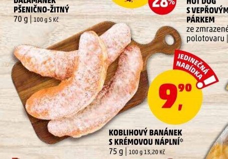 Koblihový banánek s krémovou náplní