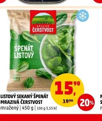 Listový sekaný špenát mrazivá Čerstvost