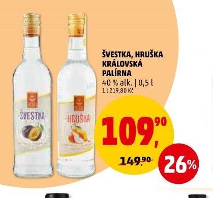 Švestka, hruška Královská palírna