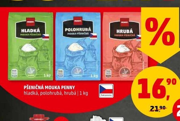 Pšeničná mouka Penny (hladká, polohrubá, hrubá)