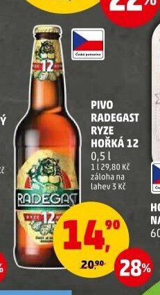Pivo Radegast Ryze hořká 12