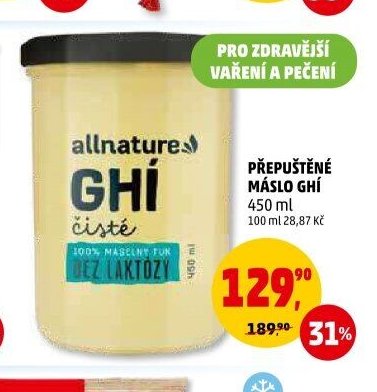 Přepuštěné máslo Ghí Allnature
