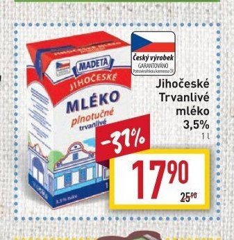 Jihočeské trvanlivé mléko 3,5%