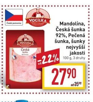 Mandolína, Česká šunka 92%, Pečená šunka, šunky nejvyšší jakosti