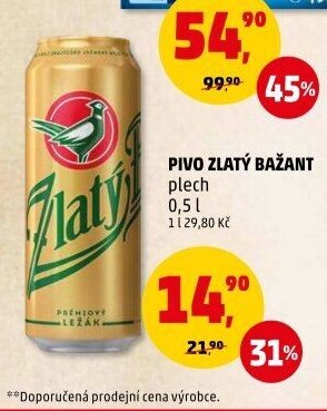 PIVO ZLATÝ BAŽANT plech 0,5 l