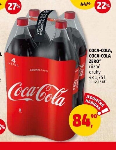 COCA-COLA, COCA-COLA ZERO různé druhy 4x 1,75 l