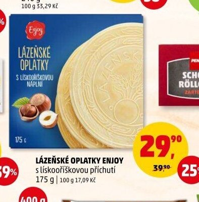LÁZEŇSKÉ OPLATKY ENJOY s lískoříškovou příchutí 175 g