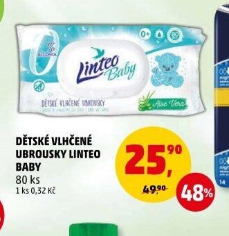 DĚTSKÉ VLHČENÉ UBROUSKY LINTEO BABY