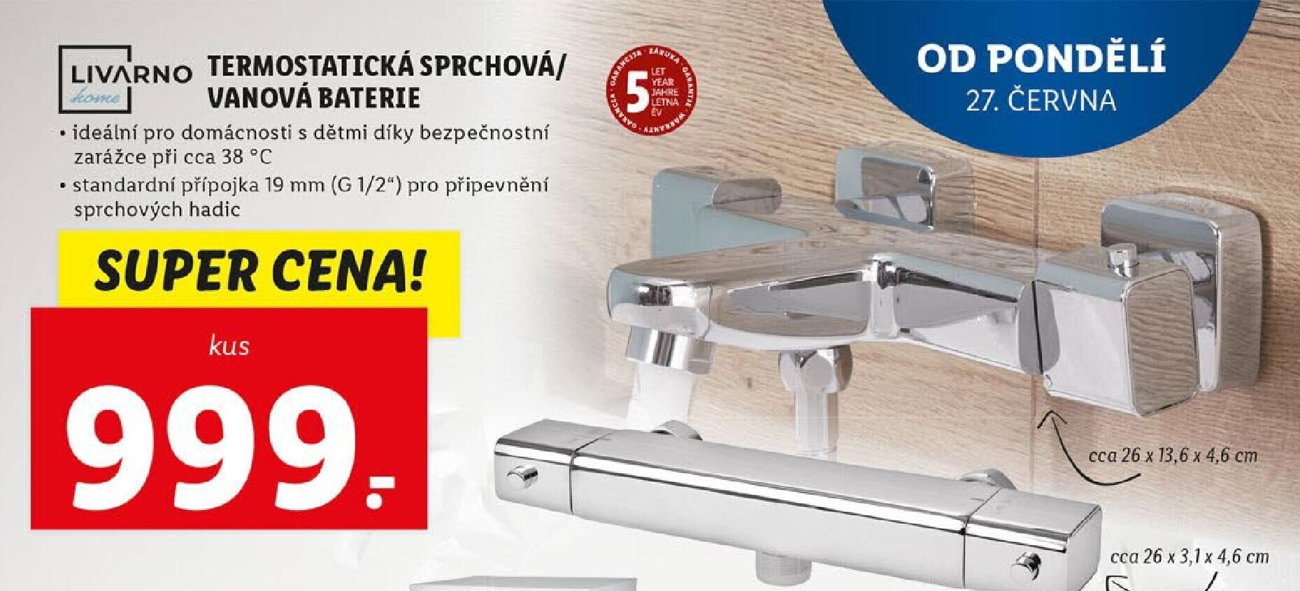 LIVARNO home TERMOSTATICKÁ SPRCHOVÁ/VANOVÁ BATERIE
