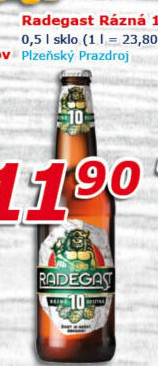 Pivo světlé výčepní Rázná 10° Radegast