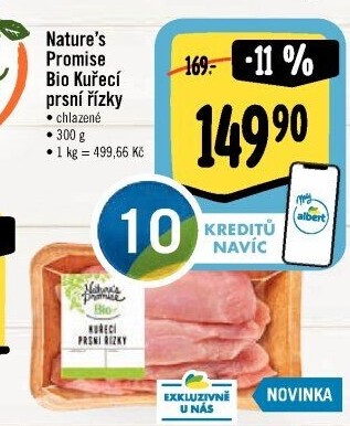 Kuřecí prsní řízky bio Nature'