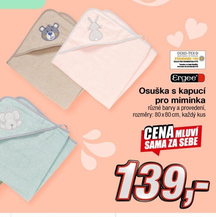 Osuška s kapucí pro miminka
