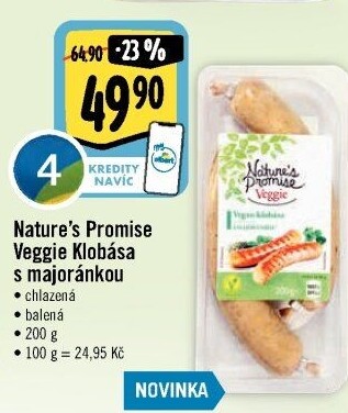 Klobása s majoránkou Veggie Nature'