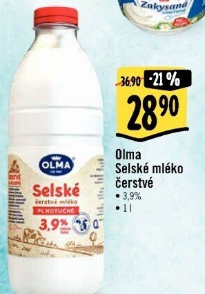 Mléko čerstvé selské Olma - 3,9% plnotučné