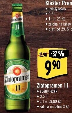 Pivo světlý ležák 11° Zlatopramen