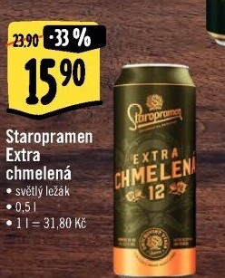 Pivo světlý ležák Extra chmelená 12° Staropramen