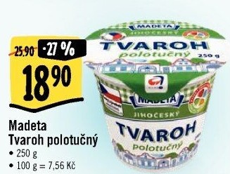 Tvaroh polotučný Jihočeský Madeta