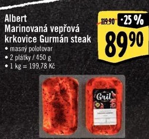 Vepřová krkovice marinovaná bez kosti Gurmán Albert Gril