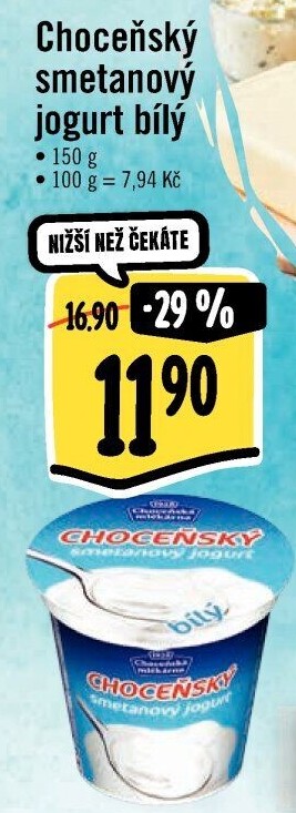 Bílý jogurt smetanový Choceňský