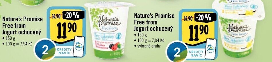 Ochucený jogurt bez laktózy Free From Nature'