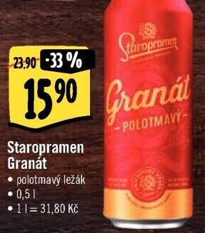 Pivo polotmavý ležák Granát Staropramen