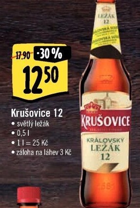 Pivo světlé Královský ležák 12° Krušovice