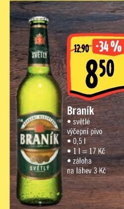 Pivo světlé výčepní 10° Braník