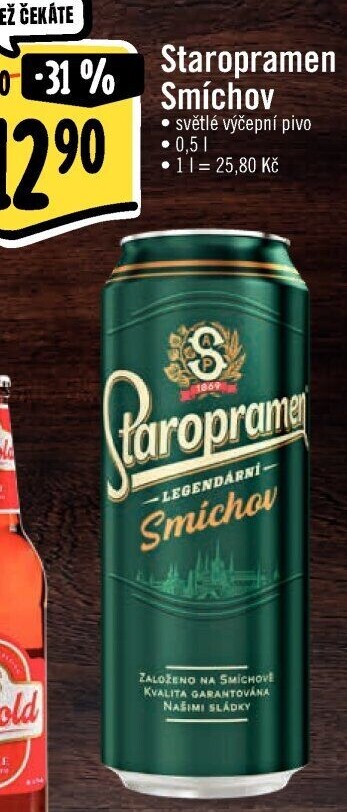 Pivo světlé výčepní 10° Smíchov Staropramen