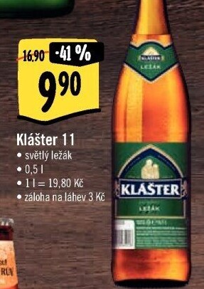 Pivo světlý ležák 11° Klášter