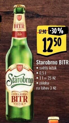 Pivo světlý ležák Bitr Starobrno