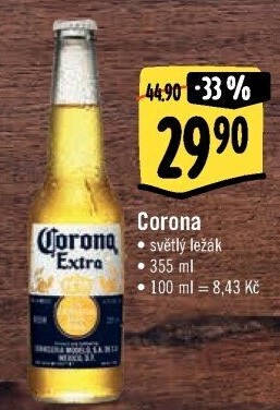 Pivo světlý ležák Corona Extra