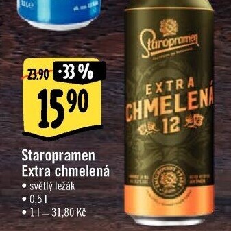 Pivo světlý ležák Extra chmelená 12° Staropramen