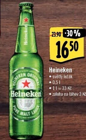 Pivo světlý ležák Heineken